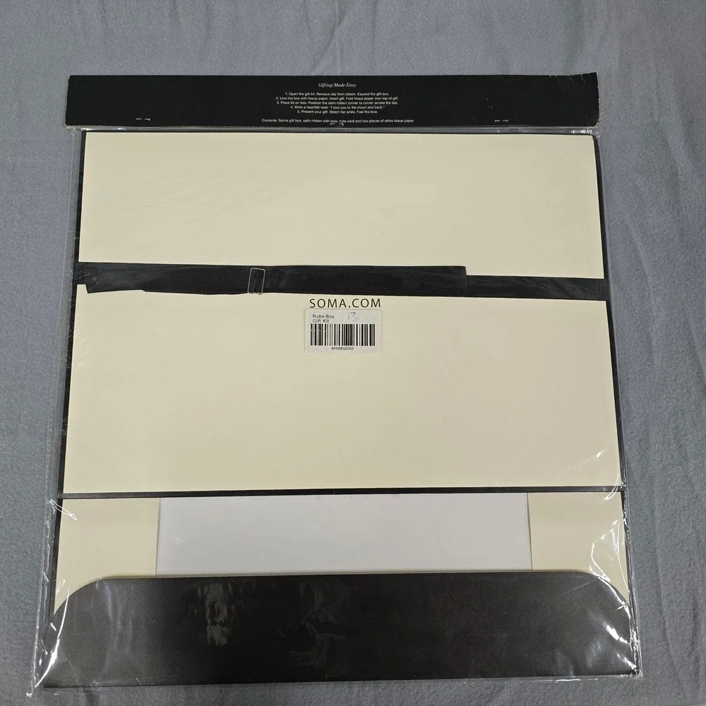 Gift Kit Cream Black‎ Satin Ribbon Tissue Paper Note Card